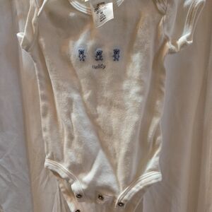 Carter's White Bodysuit with Blue Bear Embroidery